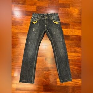 Dolce & Gabbana Black Jeans with Gold Details